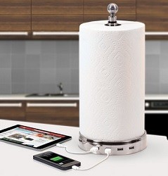 Four Device Charging Paper Towel Holder