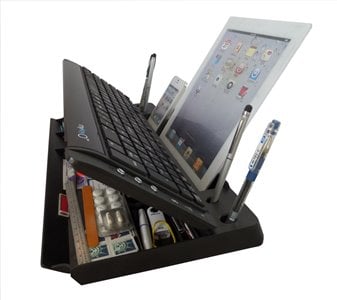 ipad accessories myKeyO 6-In-1 Full Size Bluetooth Keyboard with Stand and Organizer