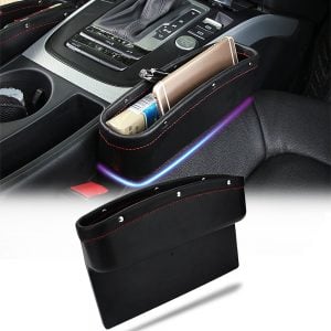 Car Seat Pockets PU Leather Car Console Side Organizer Seat Gap Filler Catch Caddy