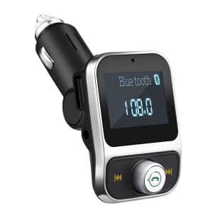Criacr Bluetooth FM Transmitter, Wireless In-Car FM Transmitter Truck Radio Adapter Car Kit, Dual USB Charging Port, AUX Output, Hands-free Call for Smartphone