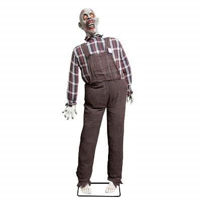 Life Size Stand Up Farmer Zombie Animated Rocking Moving Torso Prop Decoration