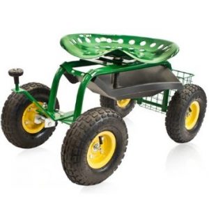Garden Cart Rolling Work Seat With Tool Tray